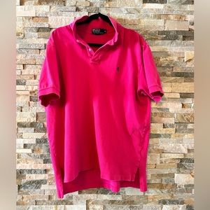Polo by Ralph Lauren, XL, Hot Pink Polo Shirt, minor tear shown on right side
